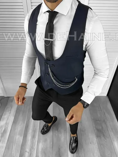 Vesta barbati eleganta slim fit neagra B8186 O1-4.2