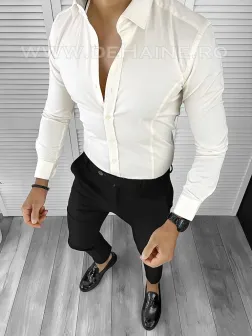 Camasa barbati bej slim fit B1357 W5