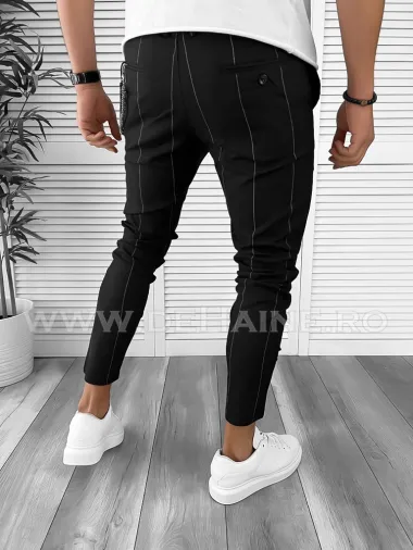 Pantaloni barbati casual regular fit negri B8022 B9-2