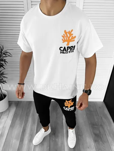 Trening barbati alb cu imprimeu oversize B7962 54-4