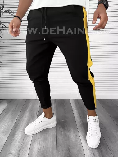 Pantaloni de trening conici negri B7953 O5-1.1