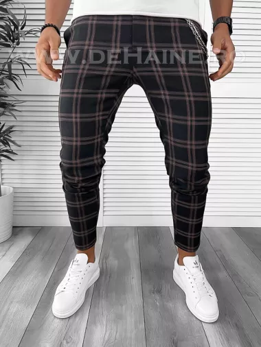 Pantaloni barbati casual regular fit in carouri B7943 N6-5.1