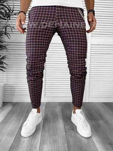 Pantaloni barbati casual regular fit grena B7932 I10-1 U4-1