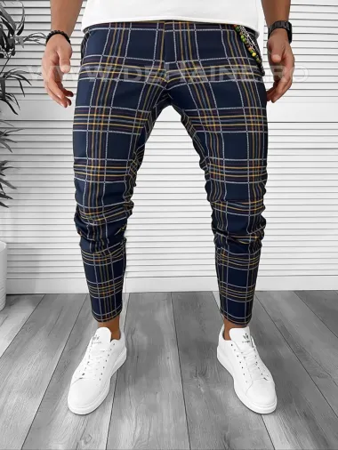 Pantaloni barbati casual regular fit bleumarin B7939 D8-4