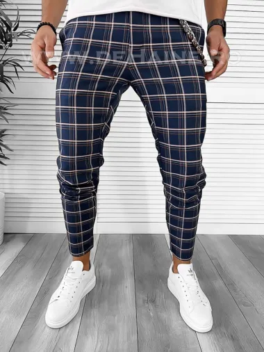 Pantaloni barbati casual regular fit bleumarin B7941 i17-1.3
