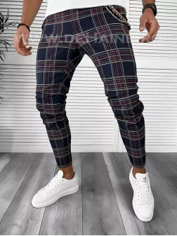 Pantaloni barbati casual regular fit bleumarin B7942 A-4