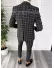Costum barbati slim fit negru in carouri B7916 124