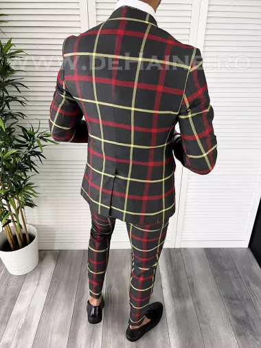 Costum barbati slim fit in carouri B7917 81