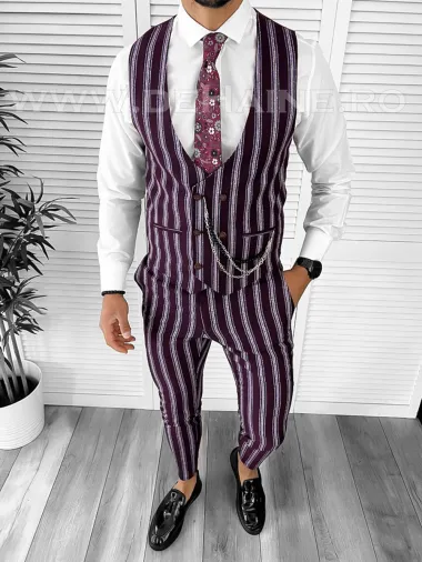 Compleu barbati Vesta + Pantaloni grena B7922 Z1