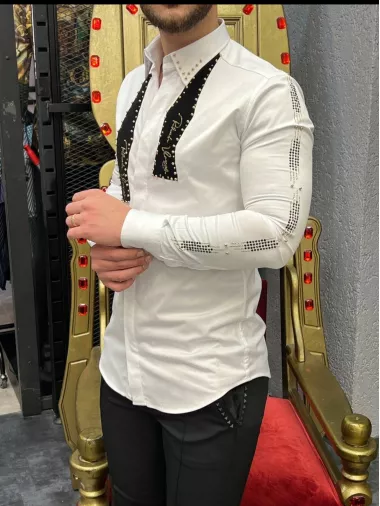 Camasa barbati alba slim fit pentru evenimente B7901 N7-4.3