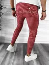 Pantaloni barbati casual regular fit rosii in carouri B1855 250-3 e, B6-4.1