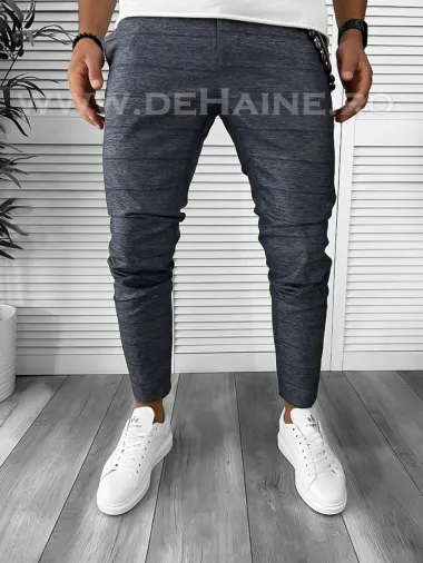 Pantaloni barbati casual regular fit gri in carouri B7872 P19-6.2