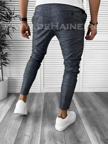 Pantaloni barbati casual regular fit gri in carouri B7872 P19-6.2