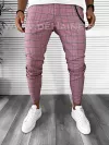 Pantaloni barbati casual regular fit roz in carouri B7873 12-2 E ~
