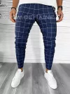 Pantaloni barbati casual regular fit bleumarin in carouri B7880 251-4 E