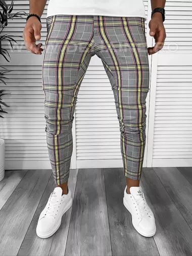 Pantaloni barbati casual regular fit in carouri B7885 B5-2.2