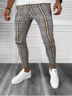 Pantaloni barbati casual regular fit in carouri B7885 B7-5