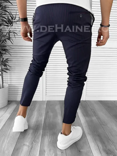 Pantaloni barbati casual regular fit bleumarin in dungi B7886 O4-1.1