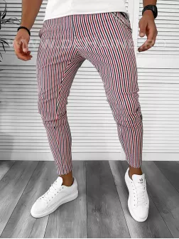 Pantaloni barbati casual regular fit in dungi B7890 B5-3