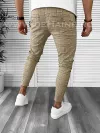 Pantaloni barbati casual regular fit bej in carouri B7892 A-7