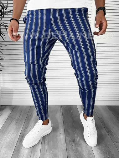 Pantaloni barbati casual regular fit bleumarin B1606 Y13-3