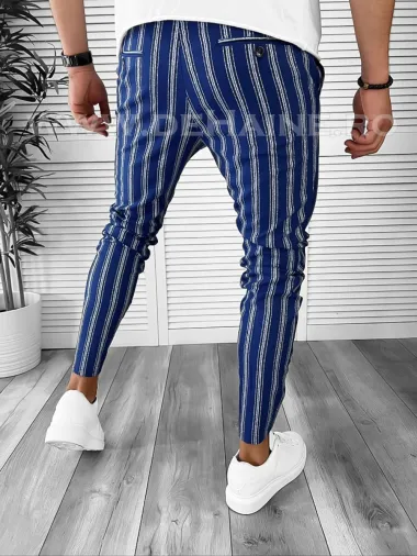Pantaloni barbati casual regular fit bleumarin B1606 Y13-3