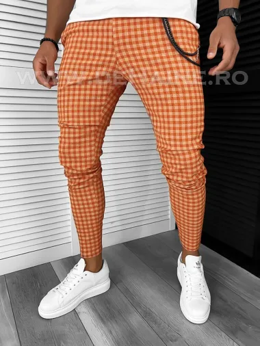 Pantaloni barbati casual regular fit carouri B1880 V2-5
