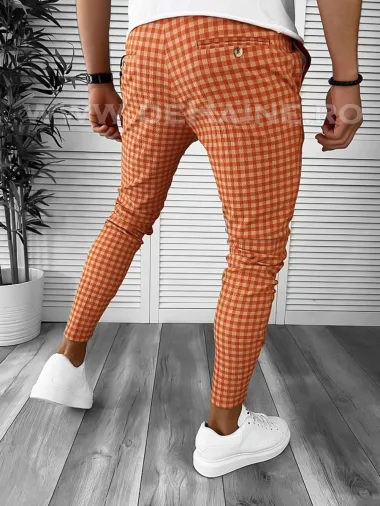 Pantaloni barbati casual regular fit carouri B1880 V2-5
