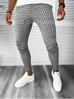 Pantaloni barbati casual regular fit in carouri B1886 F3-3.2