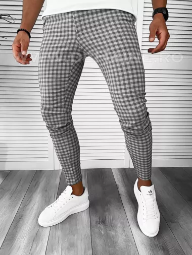 Pantaloni barbati casual regular fit in carouri B1886 B3-2.2