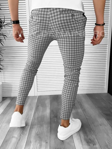 Pantaloni barbati casual regular fit in carouri B1886 F3-3.2