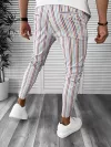 Pantaloni barbati casual regular fit albi cu dungi B7845 N3-5.1 E 150-3
