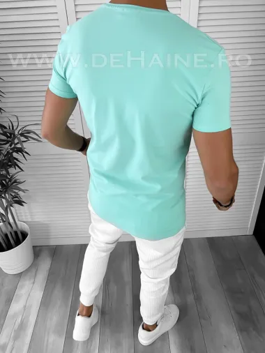 Tricou barbati turcoaz cu imprimeu slim fit B7834 P15-5