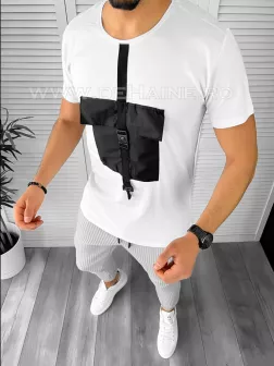 Tricou barbati slim fit alb B1975 V4-2.4/V5-2.1