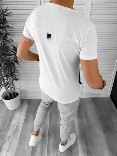 Tricou barbati alb slim fit B7812 O1-3.1