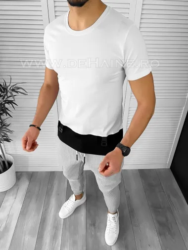 Tricou barbati alb slim fit B7813 P19-4.1