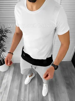 Tricou barbati alb slim fit B7813 P19-4.1