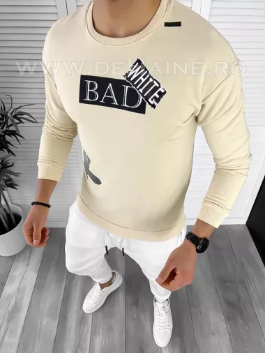 Bluza barbati bej cu imprimeu pe spate K141 P20-1.2
