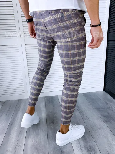 Pantaloni barbati casual regular fit in carouri B1553 Z4-2