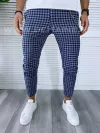 Pantaloni barbati casual regular fit bleumarin in carouri B1589 28-4 E ~