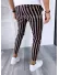 Pantaloni barbati casual regular fit negri in dungi B1594 V5-1