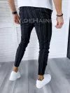 Pantaloni barbati casual regular fit negri in dungi B1704 3-5 E