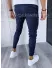 Pantaloni barbati casual regular fit bleumarin in dungi B1705 F5