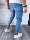 Pantaloni barbati casual regular fit albastri in carouri B1846 B6-2.1