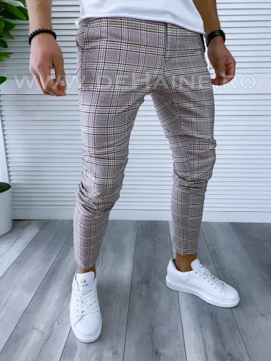 Pantaloni barbati casual regular fit in carouri B1928 N8-4.2