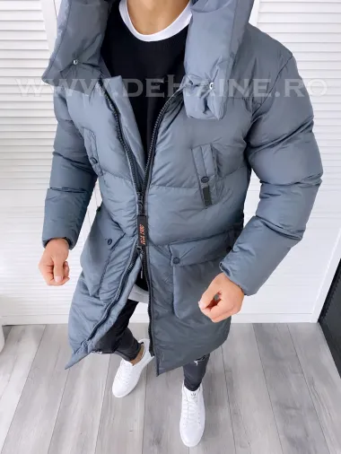 Geaca barbati groasa gri petrol de iarna B6191 127