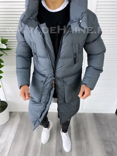 Geaca barbati groasa gri petrol de iarna B6191 127