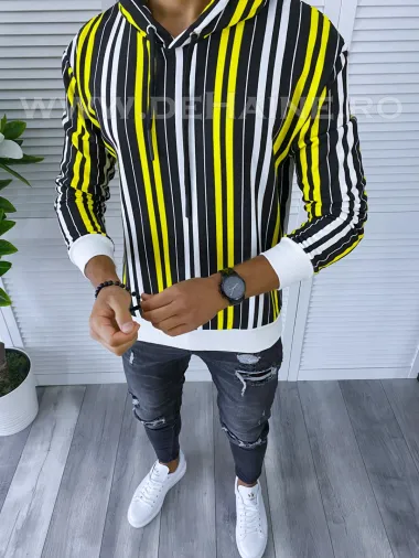 Hanorac barbati slim fit galben cu imprimeu K351 O6-5.1