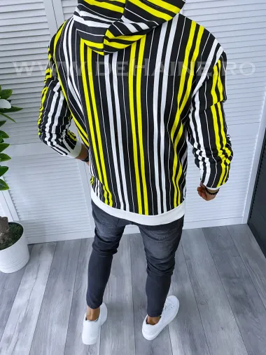 Hanorac barbati slim fit galben cu imprimeu K351 O6-5.1