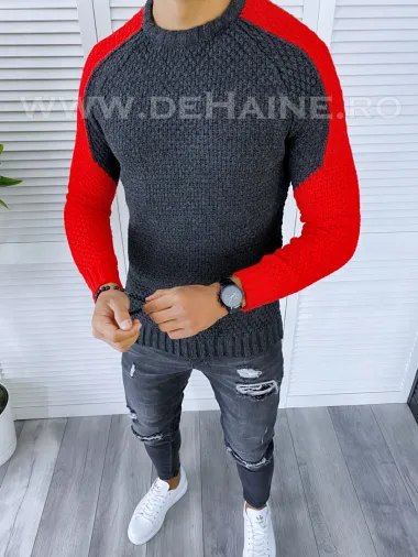 Pulover barbati gros slim fit gri T3594 P18-6.2